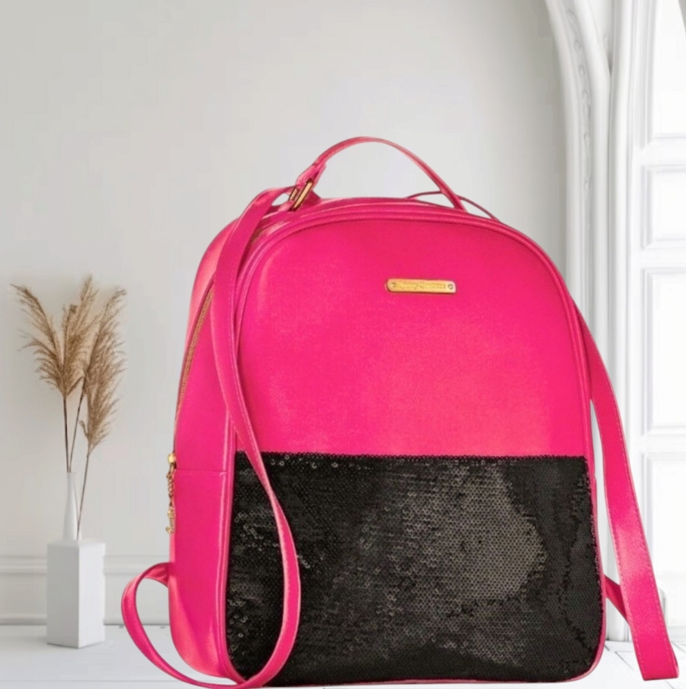 Juicy Couture Backpack Bookbag Pink & Black Sequins - NWT - Sold Out! 🎒 Handbag